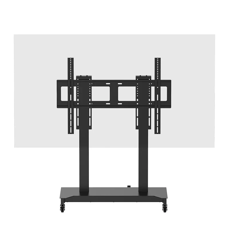 4 Inch Double Column Mobile TV Rolling TV Cart Floor Stand With Mount On le Wheels Height Adjustle Shelf