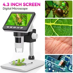 4.3 Inch Digital Microscope 1080P 50-1000x Coin Microscopio 2000mAh Soldering Microscope for Electronics Repair PCB PC Laptop