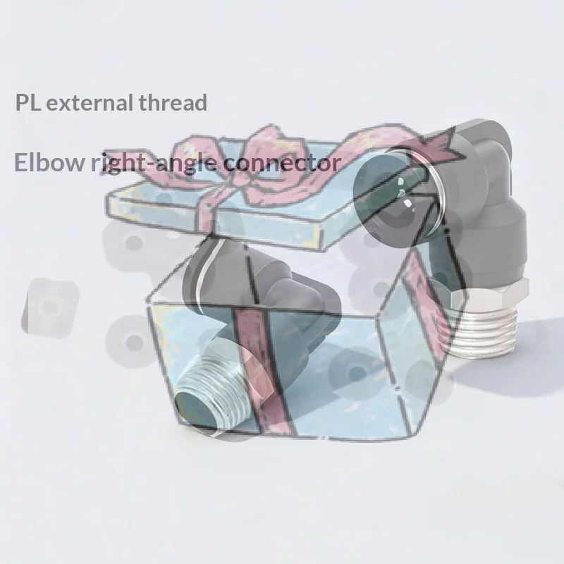 1Pcs PL4-01 PL6-02 PL8-03 Industrial Pneumatic Fitting 90 Degree Push Fit Copper Air Tube Connector Multiple BSP Thread Sizes