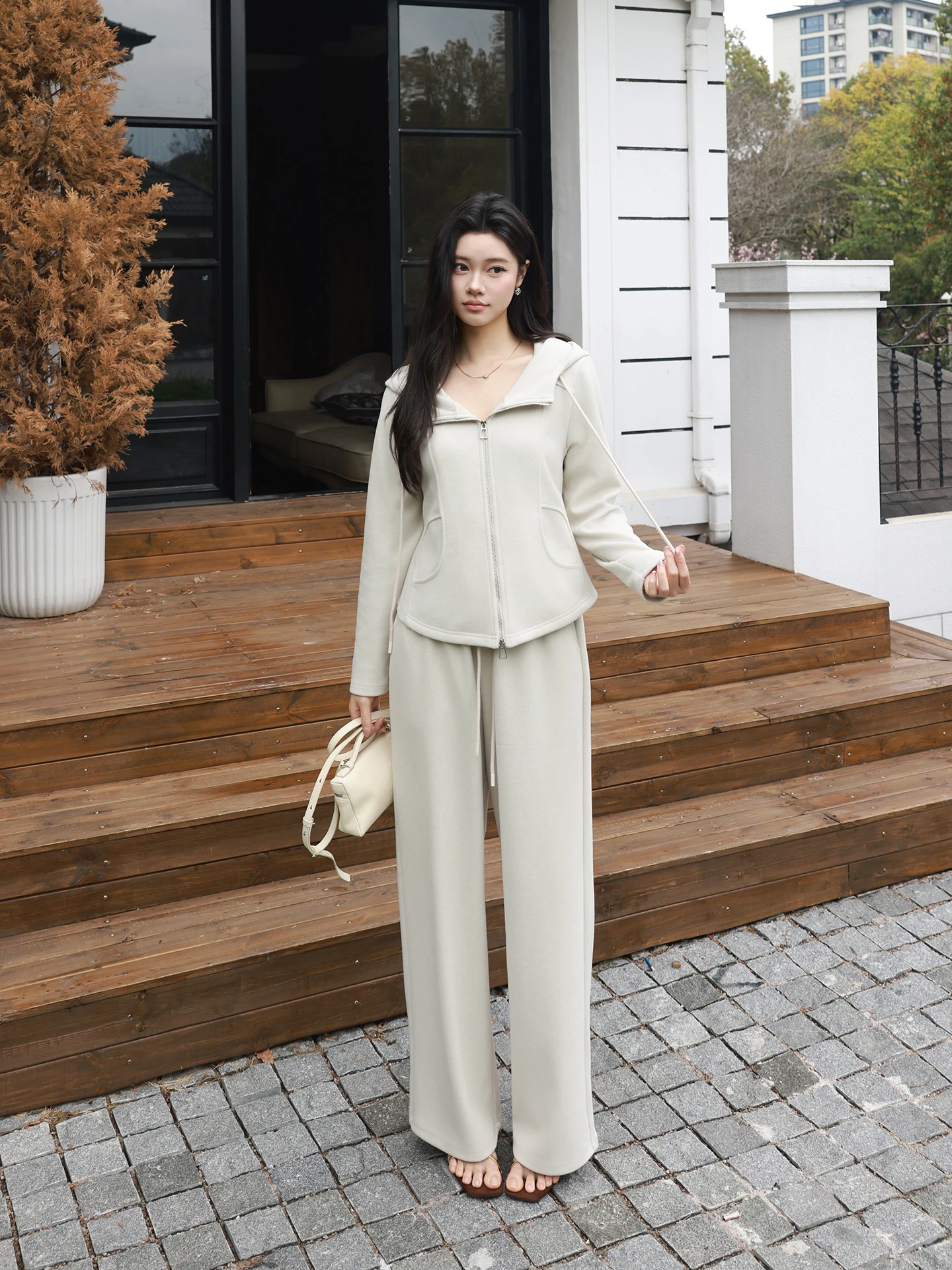 

Mehomeyang Women's Faion Set Spring New Sle Casual Slimming Versatile Long Sve Warmth Comfortable Two-Piece Suit
