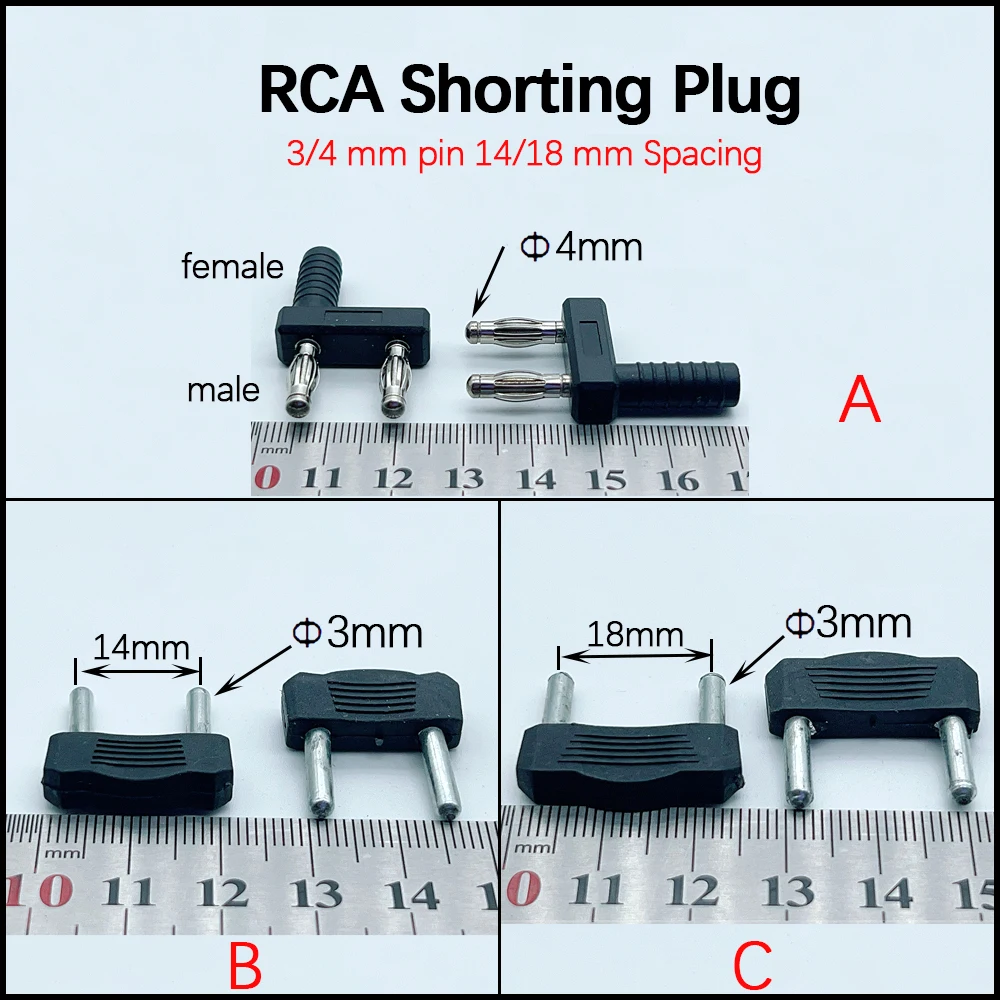 Bananen-Kurzschlussstecker 3 4mm Pin 14 18mm Abstand RCA-Kurzschlussstecker für Verstärker Audio-Testanschluss Kurzschlussverbinder – Detail 1