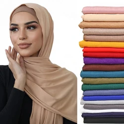 Ramadan Oversized Modal Cotton Jersey Hijabs Women Long Muslim Shawl Scarf Plain Soft Turban Head Wraps Abaya Islamic 180*85Cm