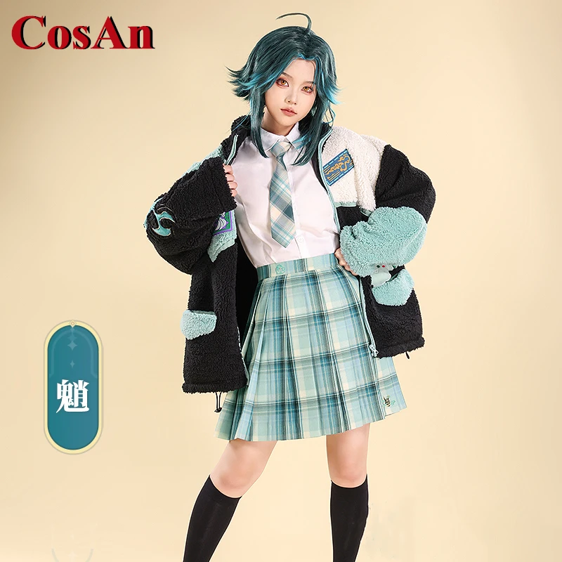 CosAn Game Genshin Impact Kaedehara Kazuha/Xiao/Klee/Tartaglia/Zhongli Cosplay Costume JK Plaid Skirt Party Role Play Clothing