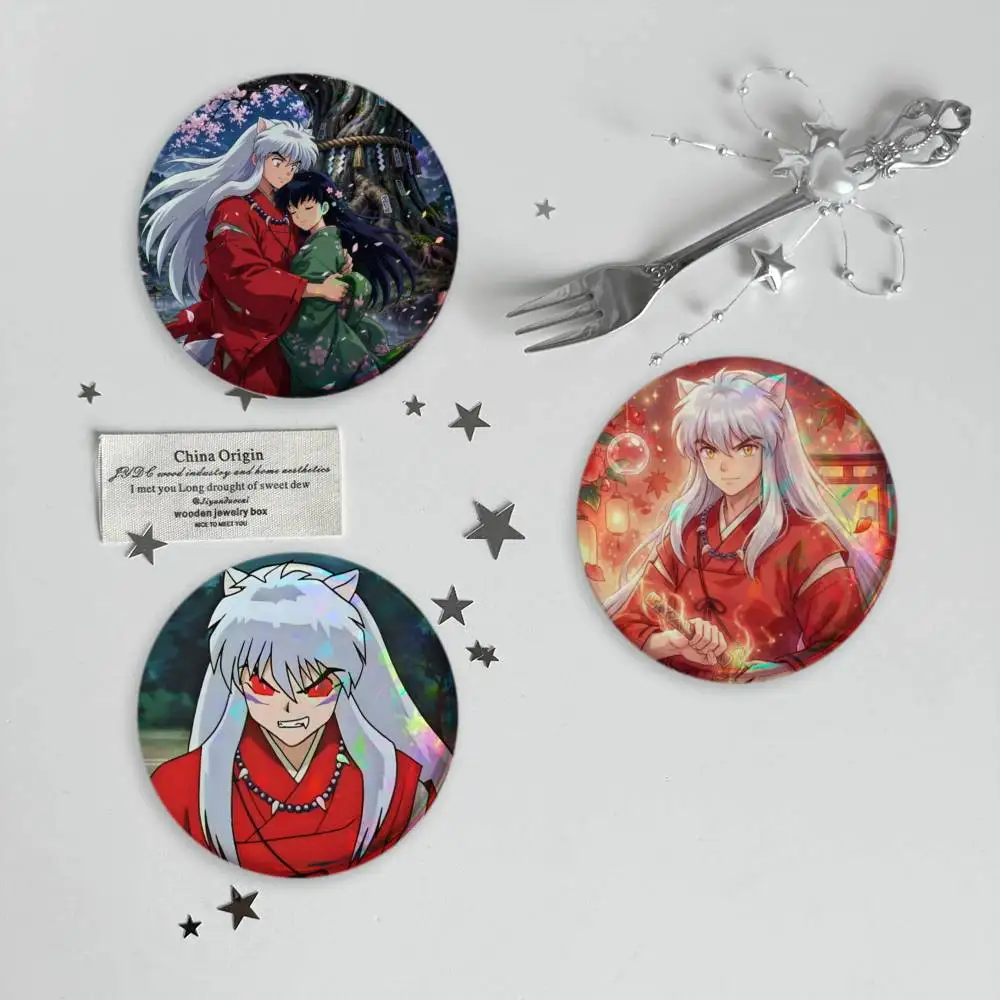 2026 Anime I-Inuyasha Badges Button Round Creative Pin Brooch Badge Bag Decor Accessories Fans Collect Friends Gifts