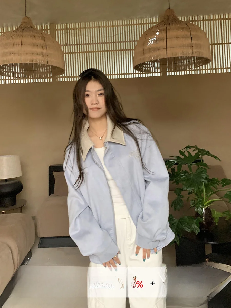 

Американский замшевый летный джет, женская весенне-осенняя дизайнерская уникальная верхняя одежда футболки с оранжевым деревом, верхнее женское пальто