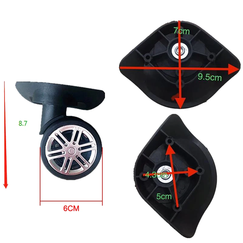 Caja de equipaje con ruedas universales, piezas de reparación de ruedas, accesorios, 2 pares