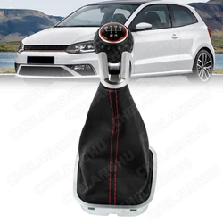 5 Speed Gear Stick Shift Knob PU Leather Boot 6R0711113 For VW Polo 6R 6C Sedan Hatchback 2011 2012 2013 2014 2015 2016 2017