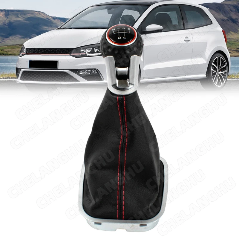 5 Speed Gear Stick Shift Knob PU Leather Boot 6R0711113 For VW Polo 6R 6C Sedan Hatchback 2011 2012 2013 2014 2015 2016 2017