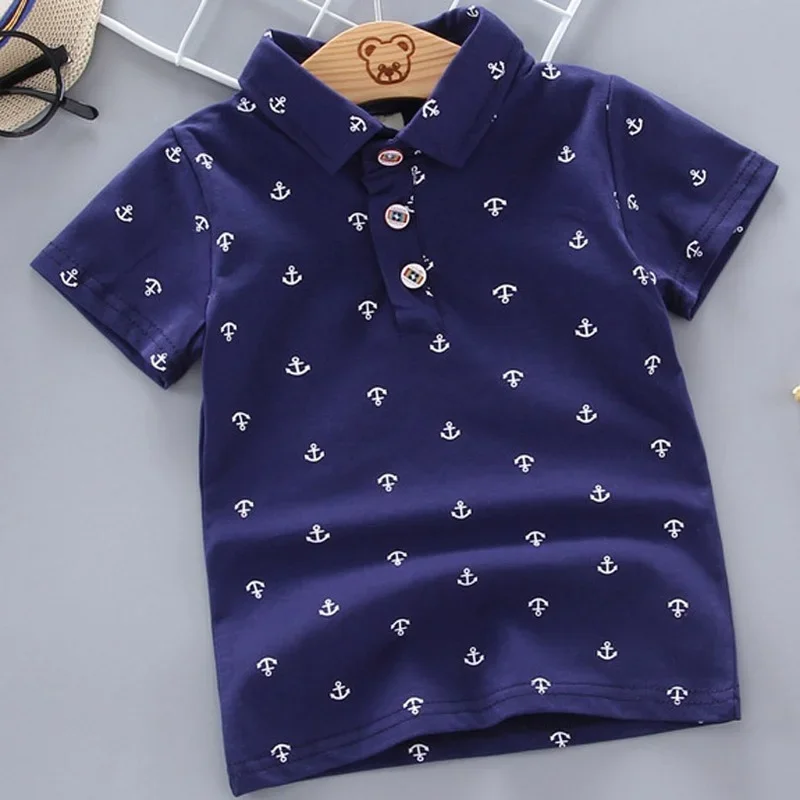 2024 Summer Shirt Baby Boys Girl Short Sleeved Lapel Clothes Kids Cotton Print Breathable Tops Children\'s Clothing 12M-5Y