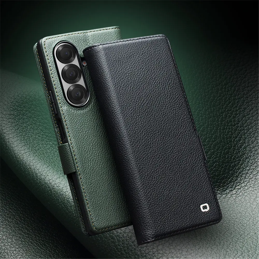 

Luxury Cowhide Leather Flip Case for Samsung Galaxy Z Fold7 Card Slot Holder Cover