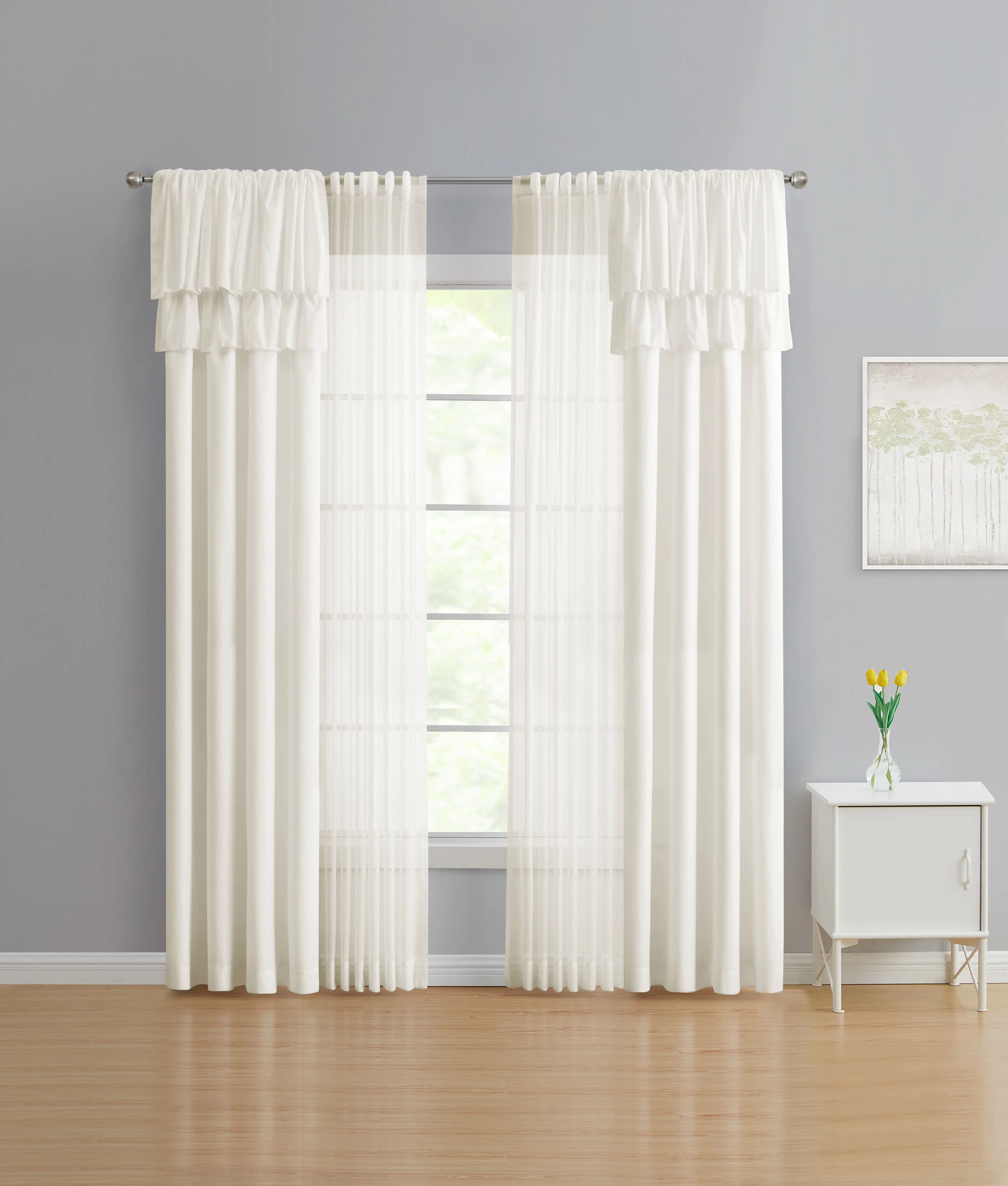 

Панели и простыни для оконных штор цвета слоновой кости с рюшами, набор из 4 шт., 50 х 95