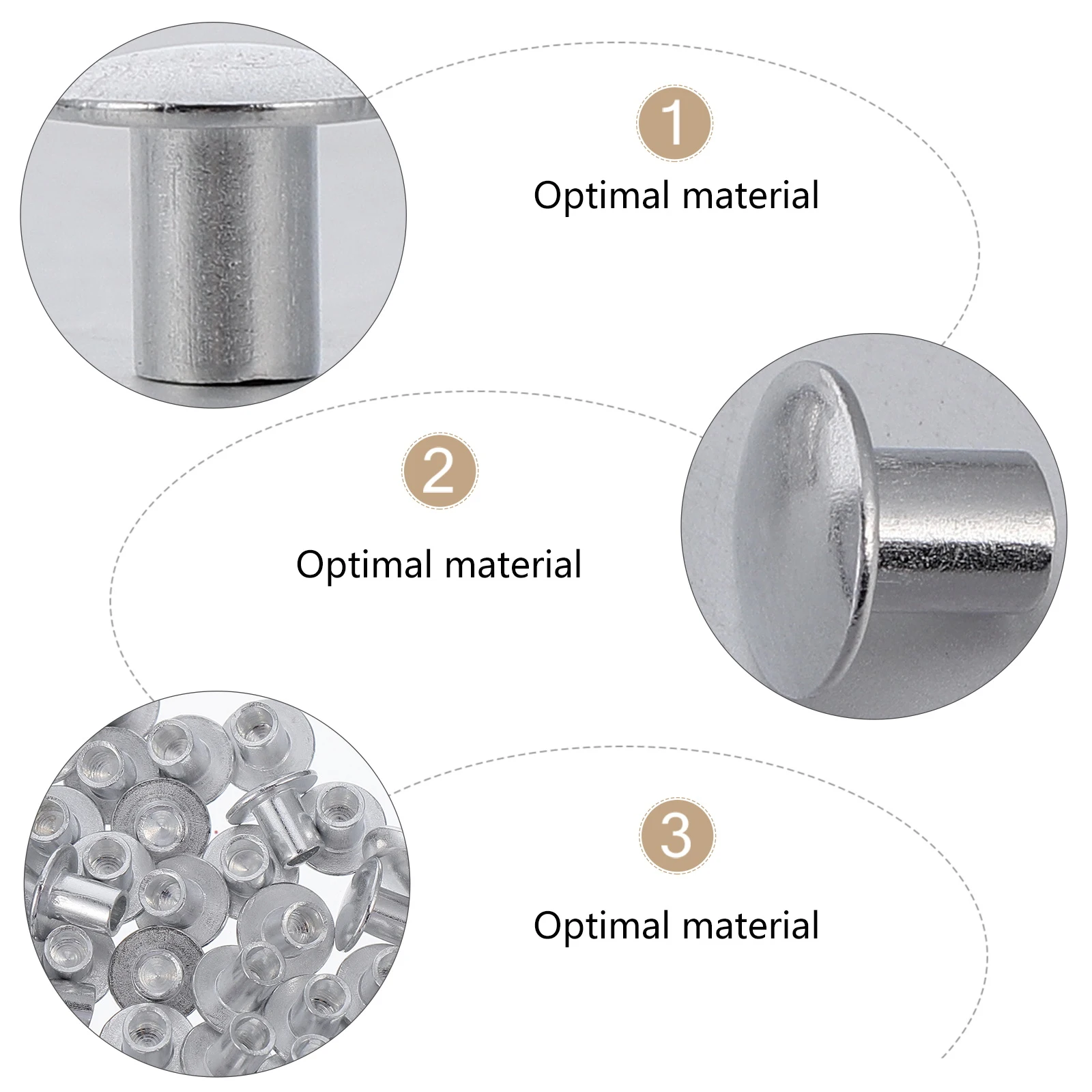 

200Pcs Aluminum Flat Round Head Semi-Tubular Rivets Silver Tone Durable DIY Practical Rivets Household Fastening