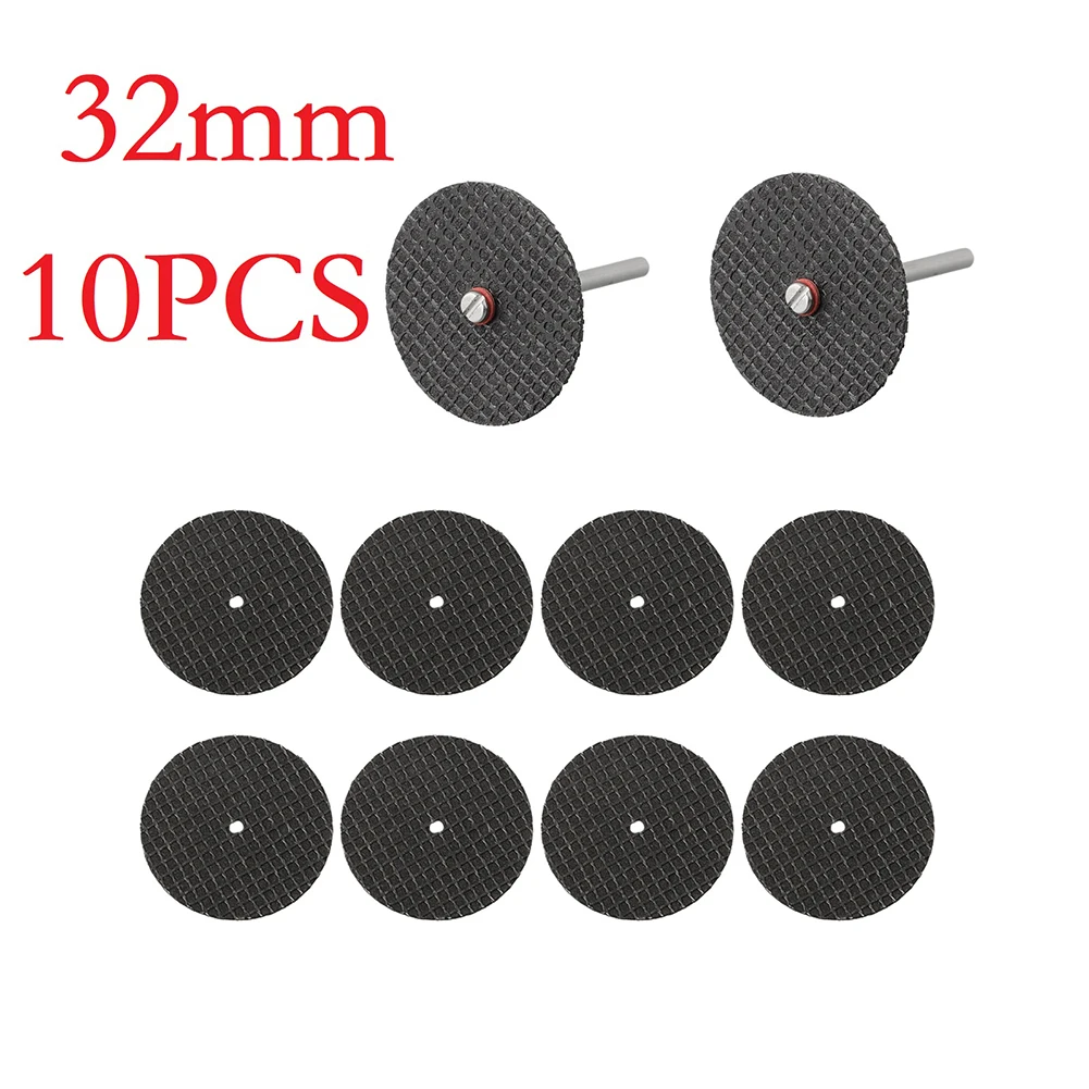 10pcs Abrasive Cutting Disc 32 Mm With Mandrels Grinding Wheels Saw Blades For Metal Cutting Rotary Power Tool Accesory