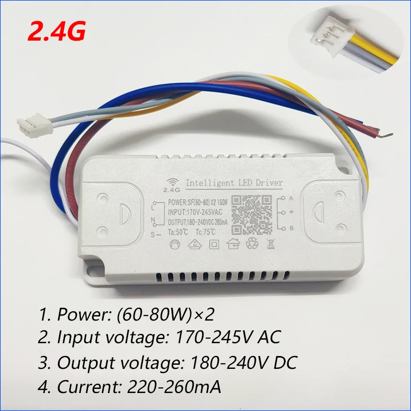 Intelligent LED Driver (20-40W)X2 (30-50W)X2 (40-60W)X2 (50-70W)X2 (60-80W)X2 APP and 2.4G remote control LED transformer.