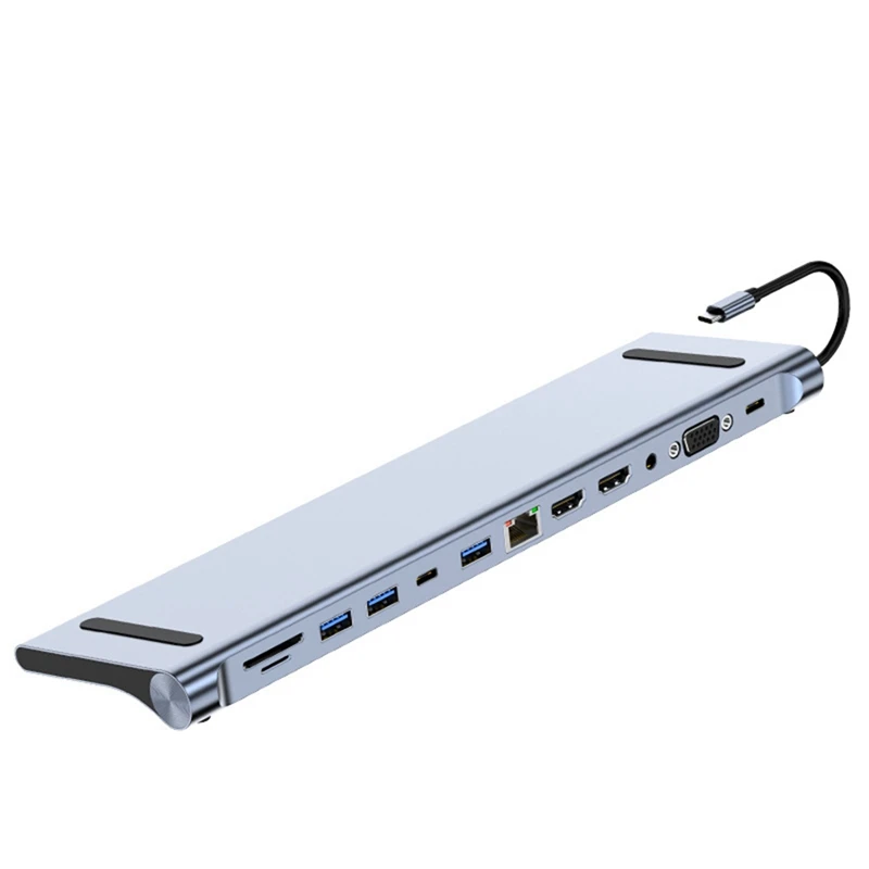 

USB-концентратор 12 в 1, адаптер USB C с 4K-совместимым VGA, интерфейс Thunderbolt 3 Gigabit Ethernet, аудио SD/TF для