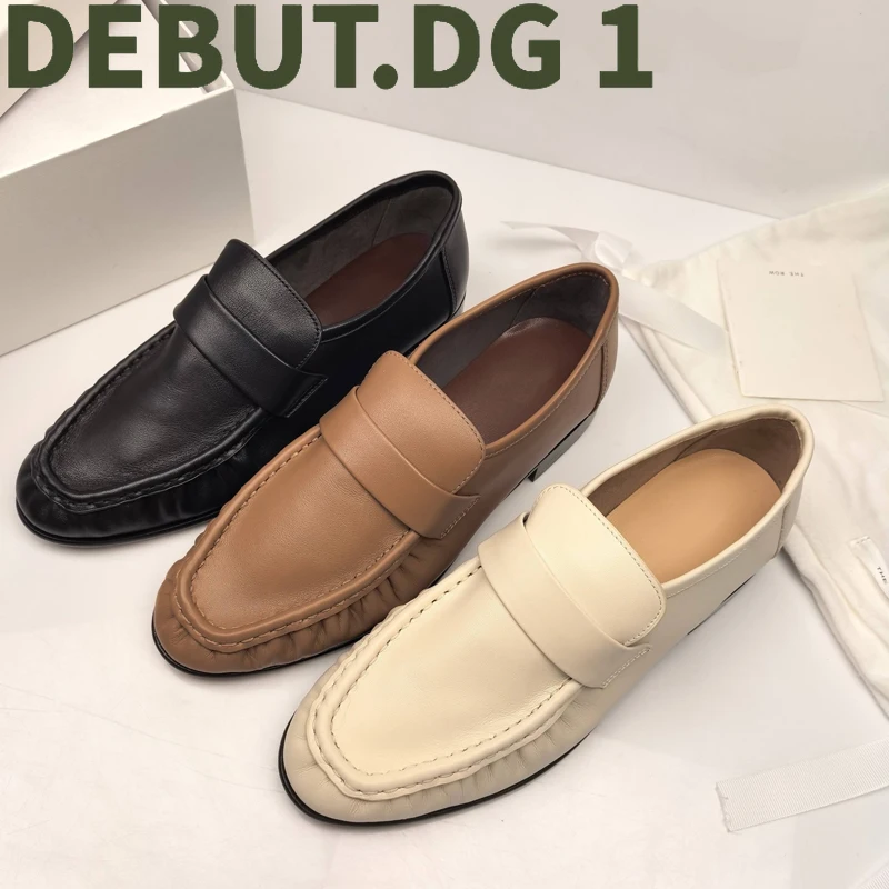Ready to Ship High Quality Loafer Shoes Women Handmade Retro Leather Flat Shoes Full-Grain Cowhide