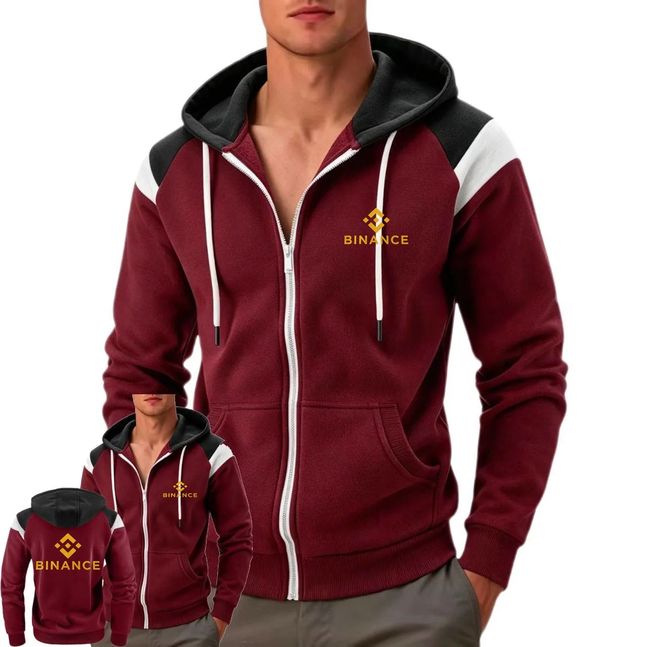 Men Casual Sports Top New Men Hoodies Jacket Binance Crypto Men's Color Blocking And Contrasting Fashion Sweatshirt