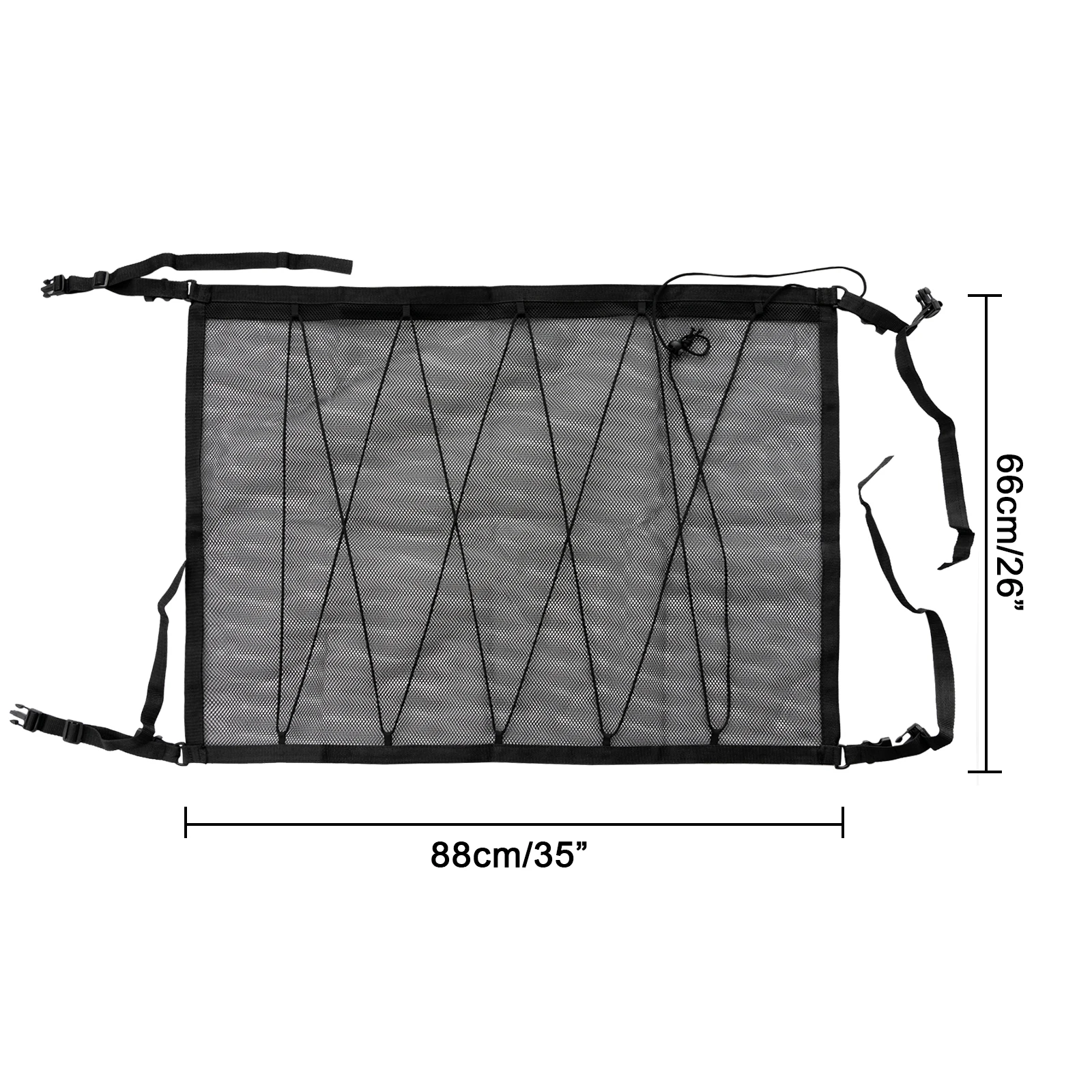 88X66CM Car Cargo Net Mesh Organizer Ceiling Storage Pocket Interior Roof Bag Adjustable Breathable Stowing Tidying Pouch Net