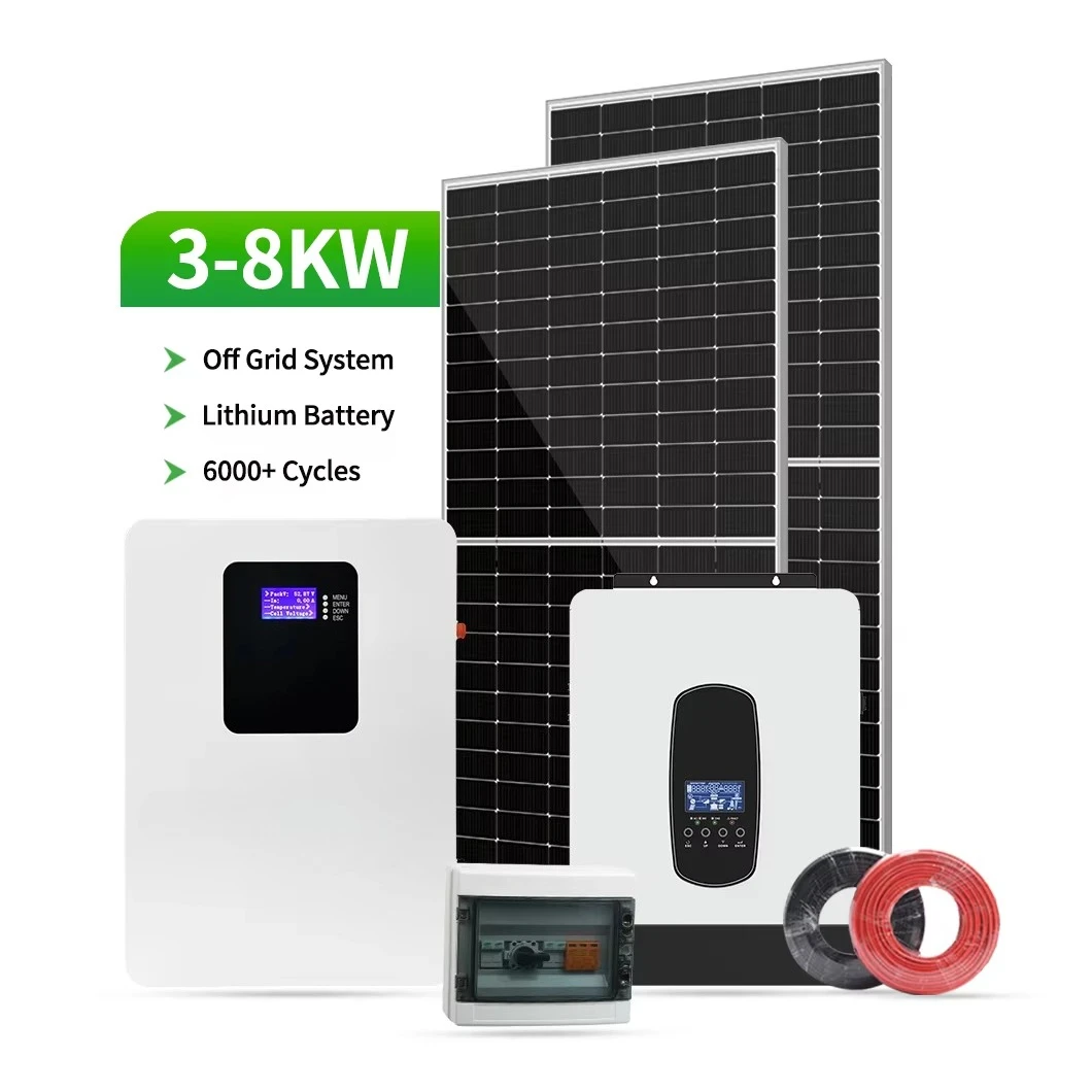 8KW 10KW Single Phase 220vac Off-Grid Solar System 3000W 5000W Lithium Ion 5KW System Price MPPT Controller Hybrid Storage