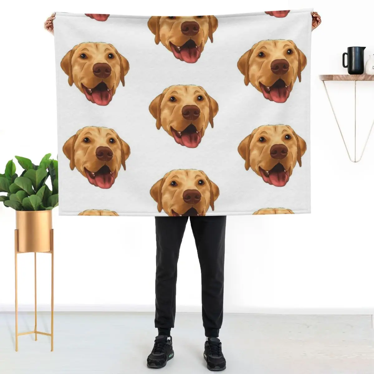 

Yellow Lab Portrait Throw Blanket Shaggy Furry Soft Blanket for Bedroom Living Room