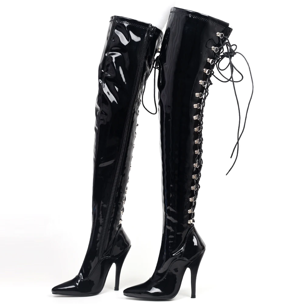 12CM  High Heel Over The Knee Thigh High Heel Steel Stiletto Boots Unisex Size36-46