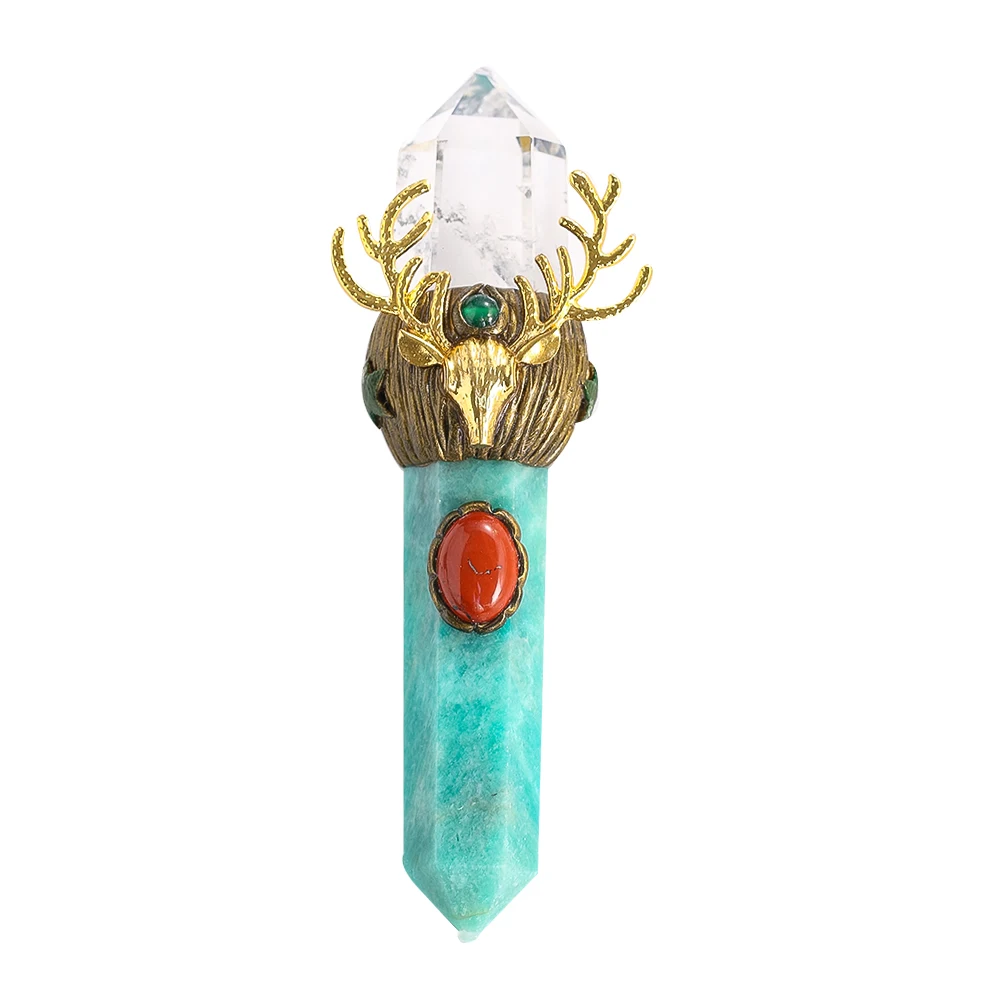 

1pc Witch Magic Wand Crystal Energy Natural Stone Role-Playing Hand-Carved Stone Home Decorative Ornament Gift