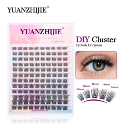 YUANZHIJIE Heat Bonded Cluster Lashes DIY Eyelash Extension C D Premade Fan Segmented Individual Cluster Lashes Makeup Tool