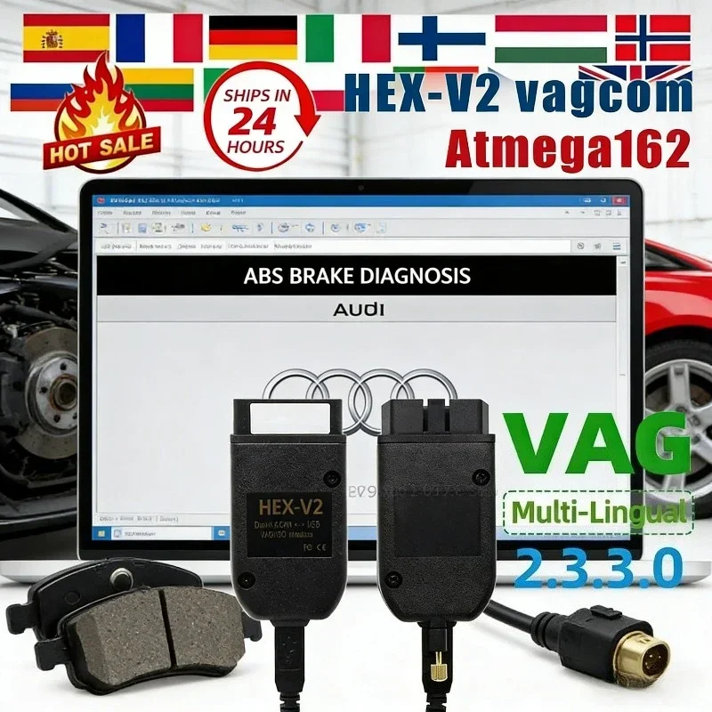 VCDS VAGCOM Interface VCDSCAN HEX V2 Update 23.3.3 FOR AUDI Seat VW Skoda Multi-Language Car Diagnostics Tools