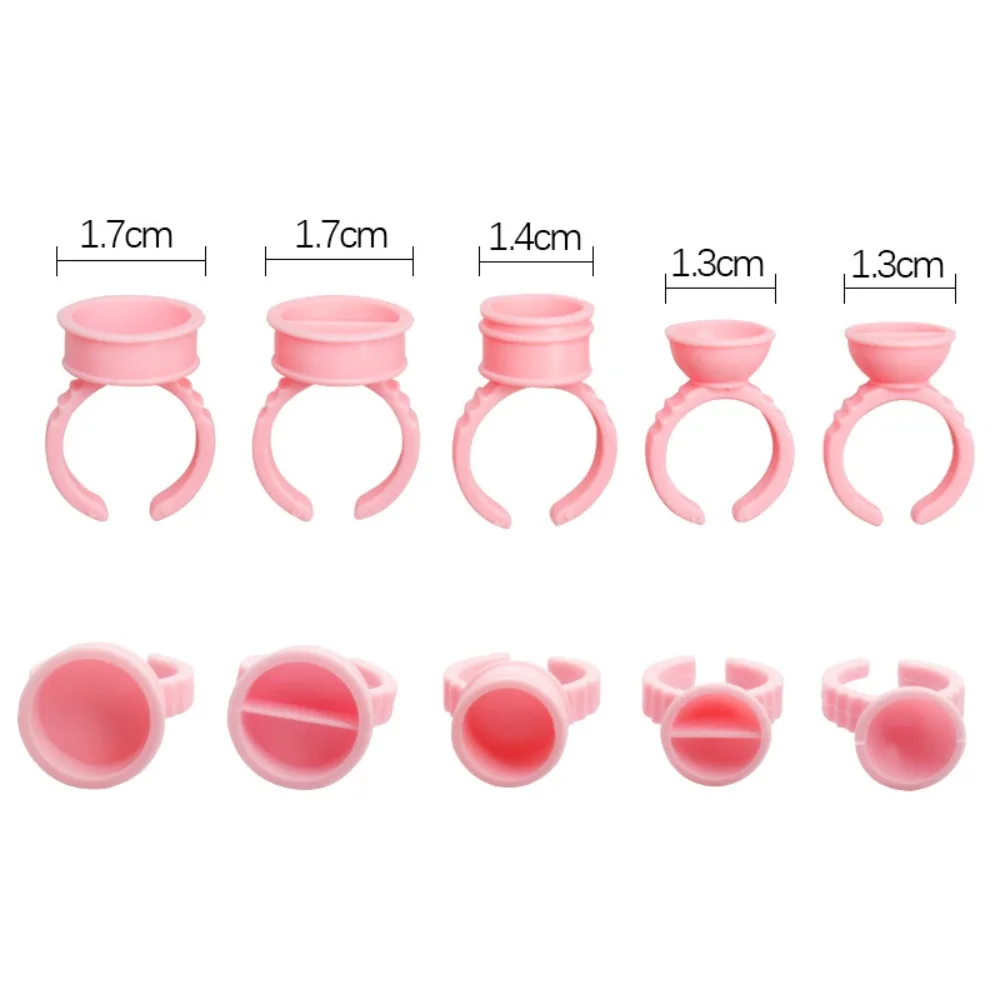 100 Uds. Conveniente taza de anillo de tinta de tatuaje desechable anillo rosa accesorios de pestañas anillo taza pigmentos de tatuaje soporte de anillos de pegamento