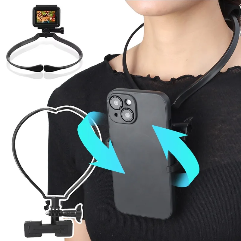 Mobile Phone Halter Neck Holder 360° Rotatable Universal Neck Hanging Tripod for IPhone GoPro Go Pro Samsung Huawei Phone Holder