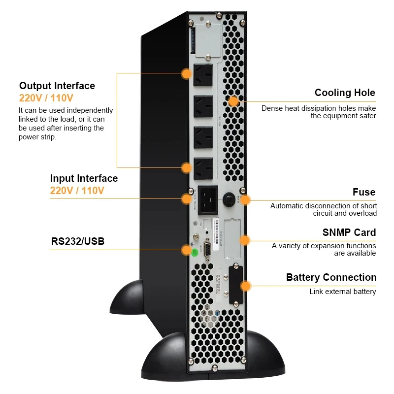 1kva 800w Security Monitoring Single Phase Telecommunications Rack Mounted Online Ups For Cctv Camera System