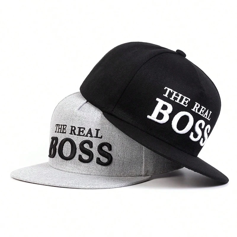 Uniseks THE REAL BOSS hafty czapki hip-hopowe moda Outdoor regulowane codzienne czapki baseballowe kapelusz z filtrem przeciwsłonecznym