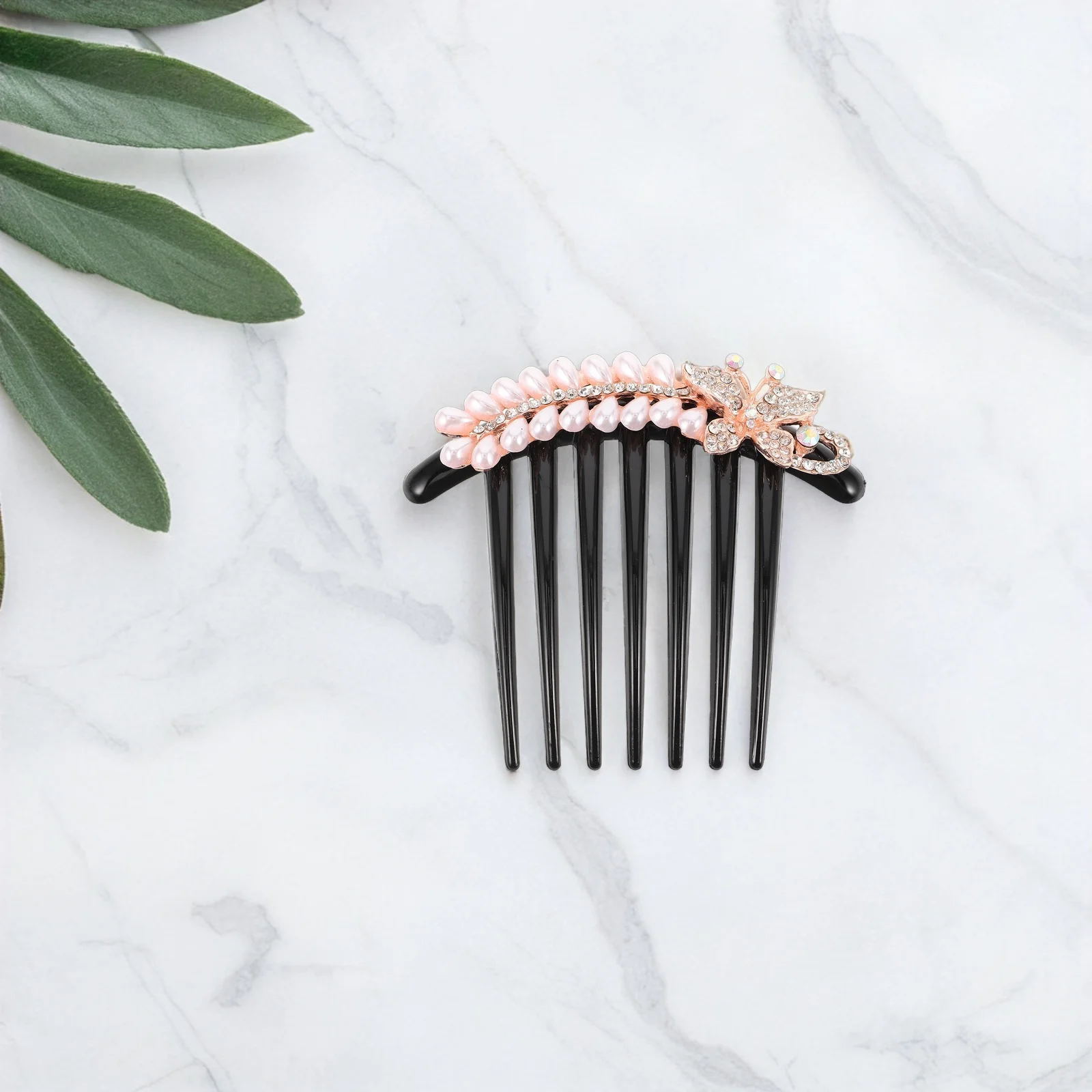 

Vintage Hair Comb Pearls Elegant Clip Women Pearl Embellished Decorative Updo Rhinestone Accessories Durable Lightweight