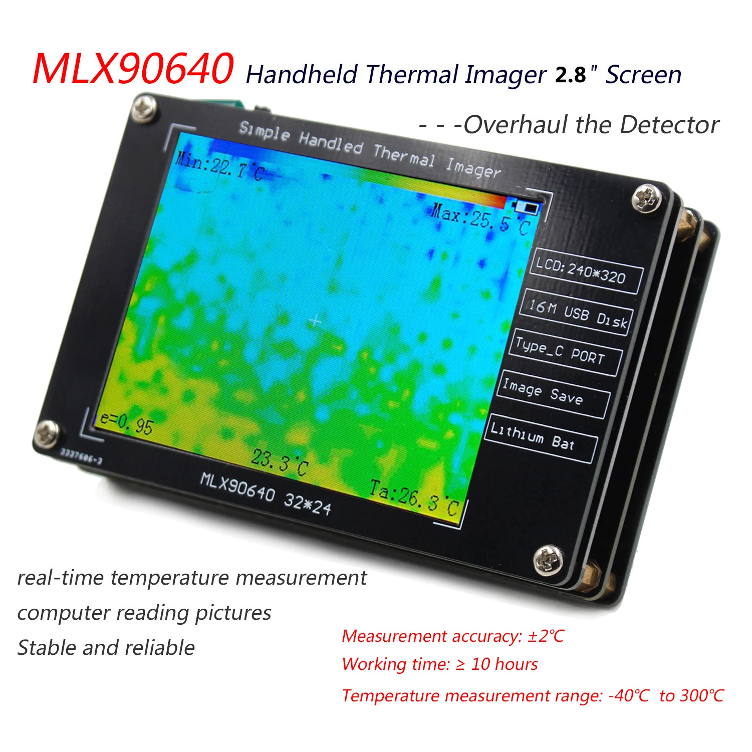 2.8-inch LCD Digital Infrared Thermal Imaging Multifunctional Temperature Industrial Temperature Measuring Instrument