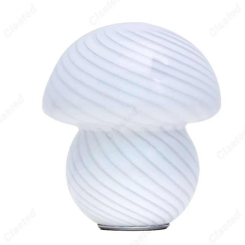 Creative and Minimalist LED Glass Mushroom Table Lamp Bedroom Sleep Bedside Lamp Ambient Decorative Lighting
