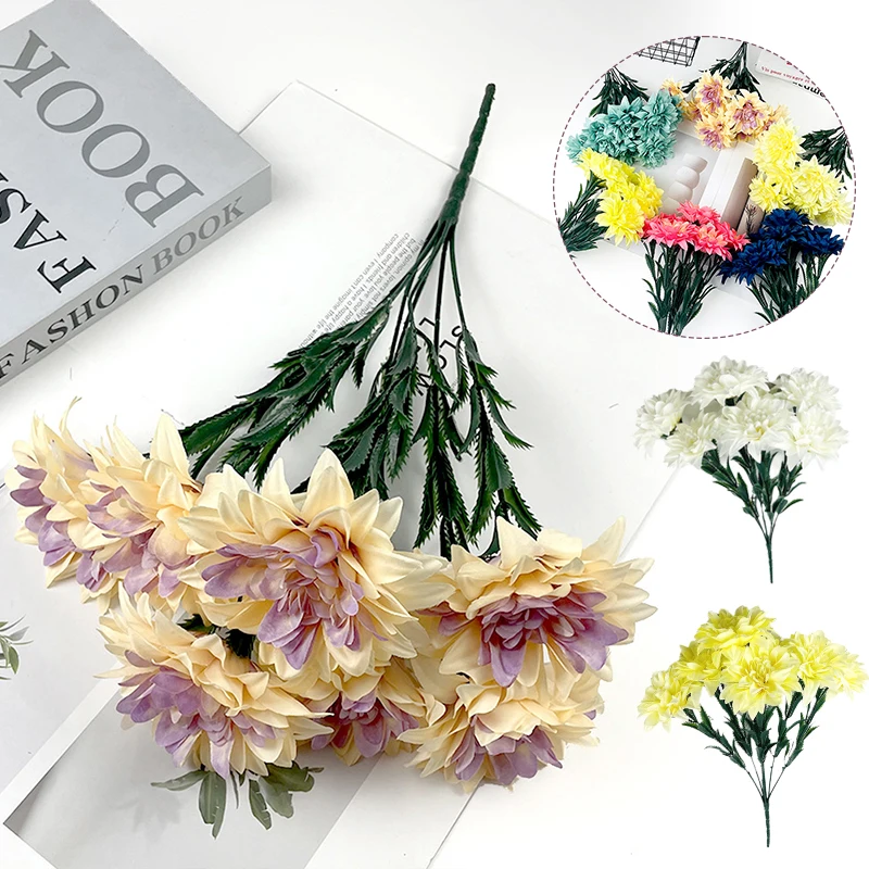 

Artificial Dahlia Bouquet - Realistic Fake Flower Arrangement for Wedding, Party, Home & Office Decor Elegant Table Centerpiece