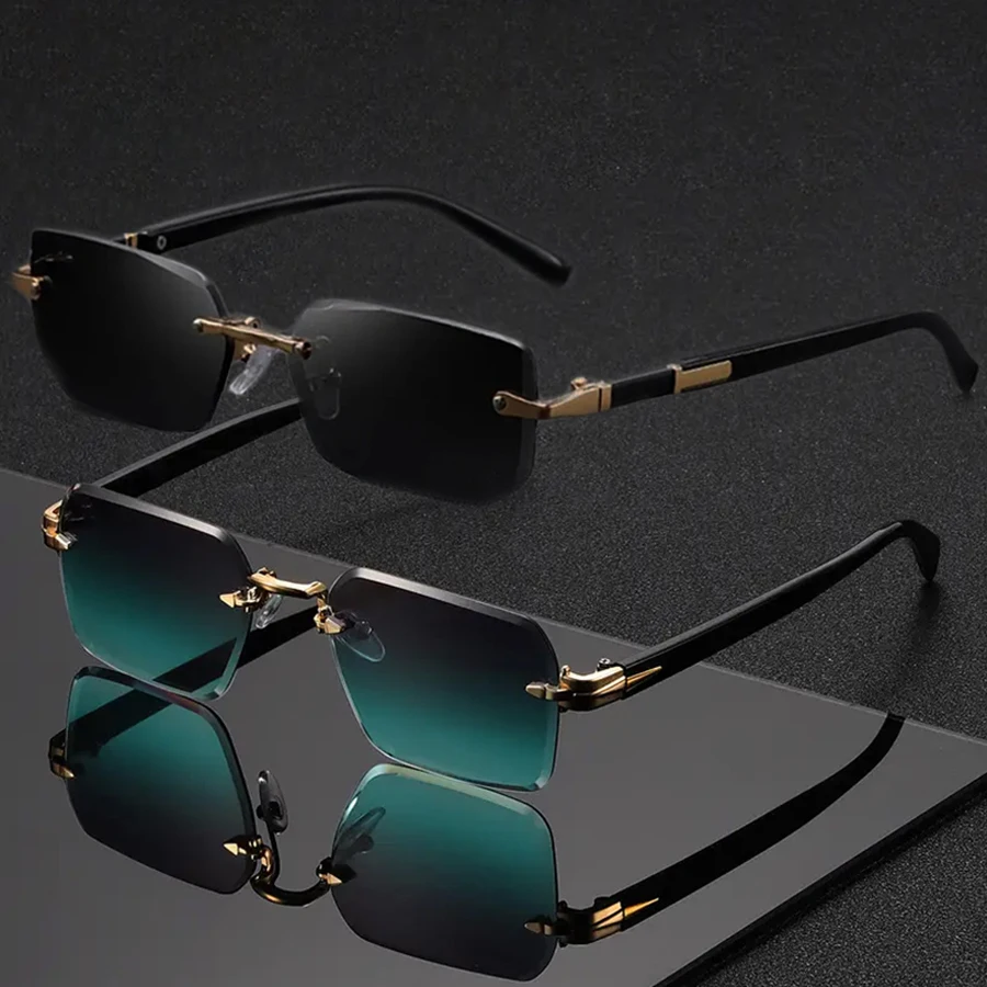 عبوتان من النظارات الرجالية بدون إطار، تصميم عصري وأنيق، مناسبة للارتداء اليومي #3