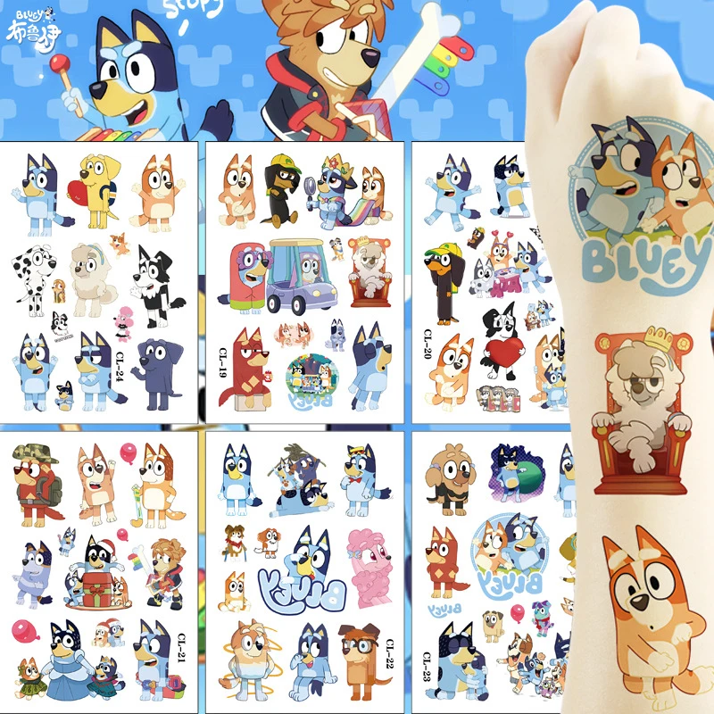 

Little Blue Dog Tattoo Stickers Birthday Party Stickers Water Transfer Disposable Tattoo Stickers Halloween Decorative Brui Stic