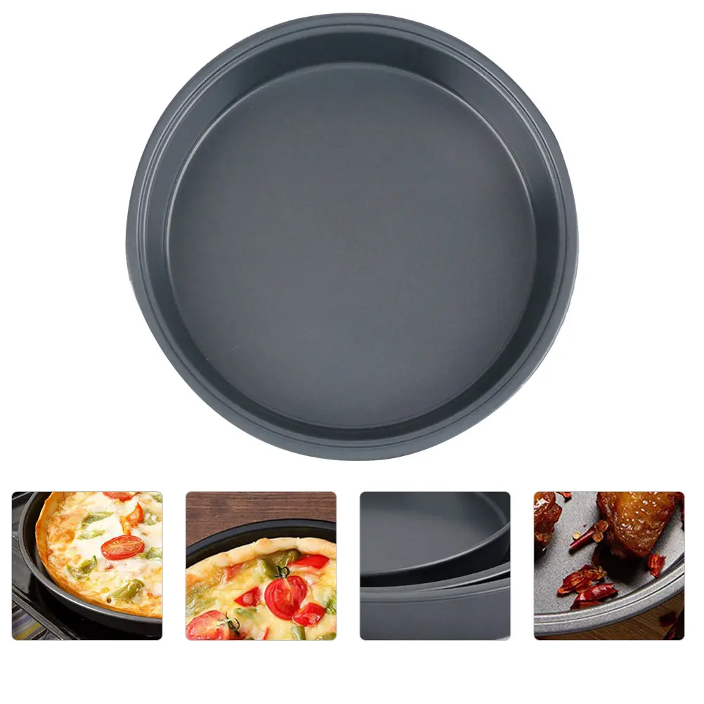 

2pcs Carbon Steel Pizza Pan Non-Stick Rust-Proof Baking Tray High Temp Resistance Large Capacity Round Cake Pan Kitchen Bakeware