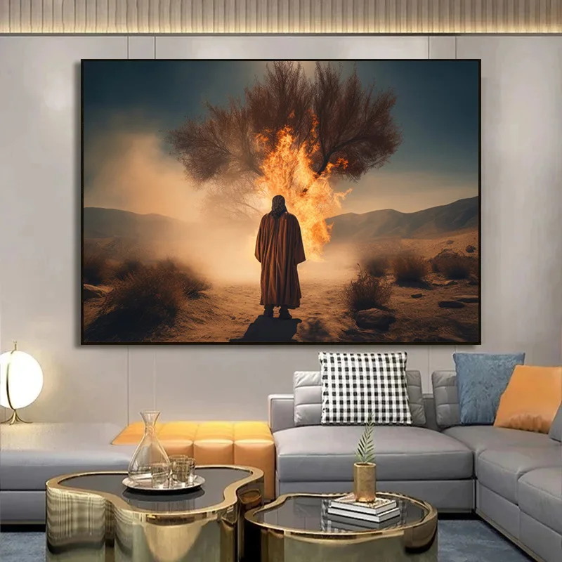 Jesus Christ Moses Parting the Red Sea Bible Verse Christian Religious Poster Canvas Painting Wall Art Pictures Home Room Decor