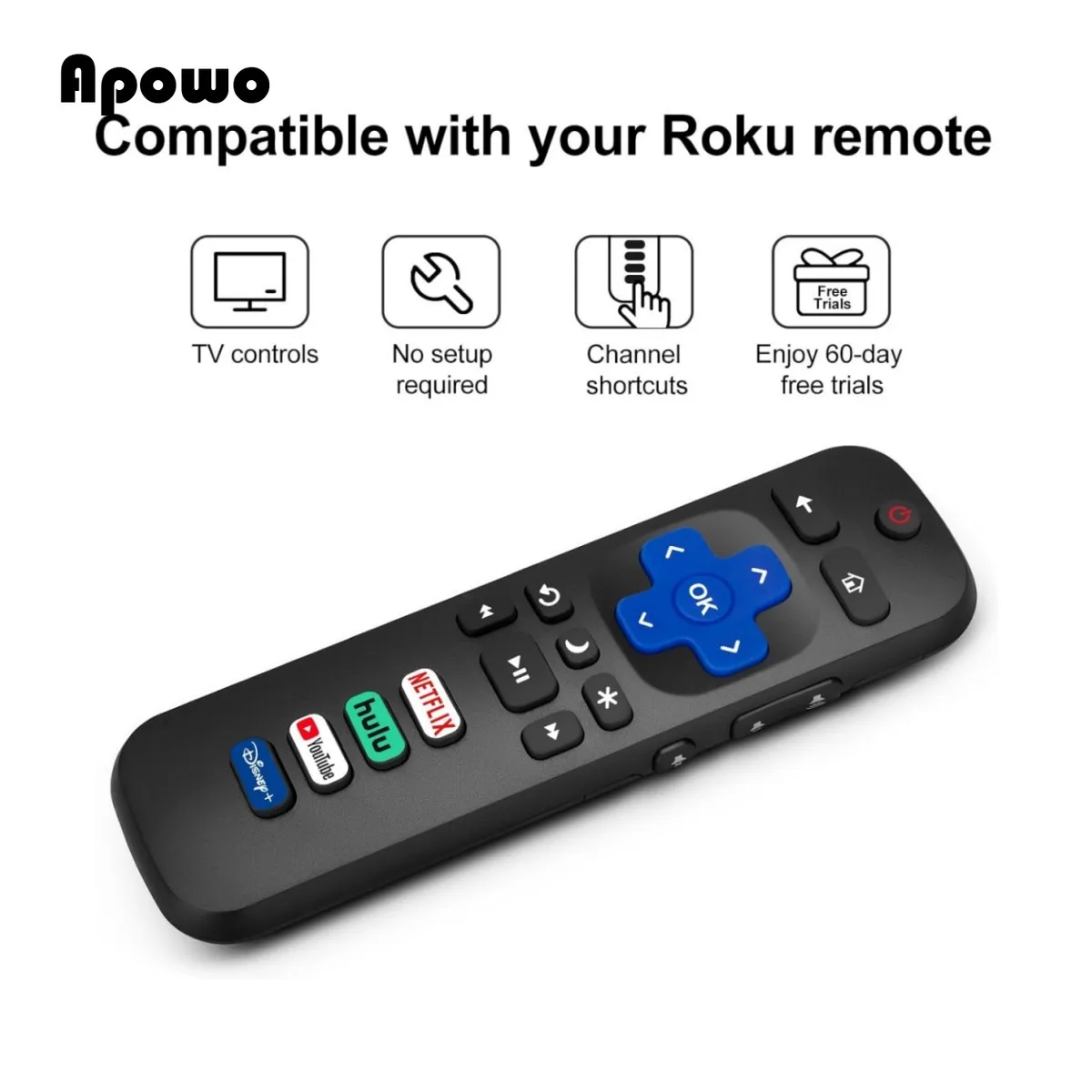 New RC280A Replaced Remote Control Only for Roku TV for TCL Roku/Hisense Roku/Onn Roku/Philips Roku TVs(Not for Stick and Box)