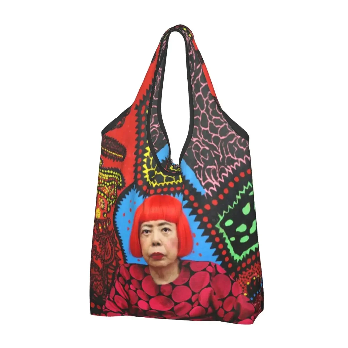 

Yayoi Kusama Aesthetic Reusable Shopping Grocery Bags Foldable 50LB Weight Capacity Polka Pop Eco Bag Eco-Friendly Washable