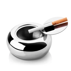 Metal Ashtray With Lid, Cigarettes Tray Closed Ashtray For Cigarettes, Ash Tray Outdoors With Lid Holder - Large