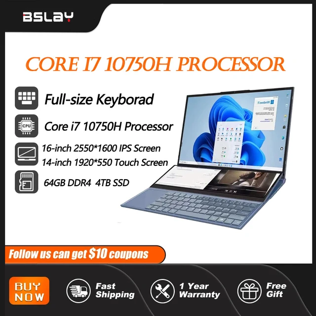 Dual Screen Laptop 16.1 Inch 14.1 Inch Touch Screen Core I7 10750h Processor Gaming Laptop Ddr4 16 32gb Ssd Notebook Computer Laptops AliExpress