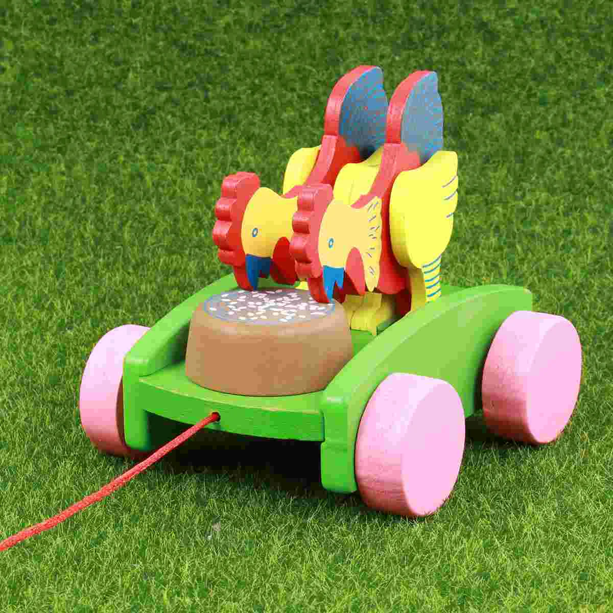 Wooden Trailer Toy Tow Truck Kids Baby Toys Educational Cartoon Infant Pull The