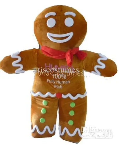 New Adult Halloween Christmas Popular Gingerbread Man  Mascotte Fancy Cartoon Mascot Costume Plush Fancy Dress Mascot Costume