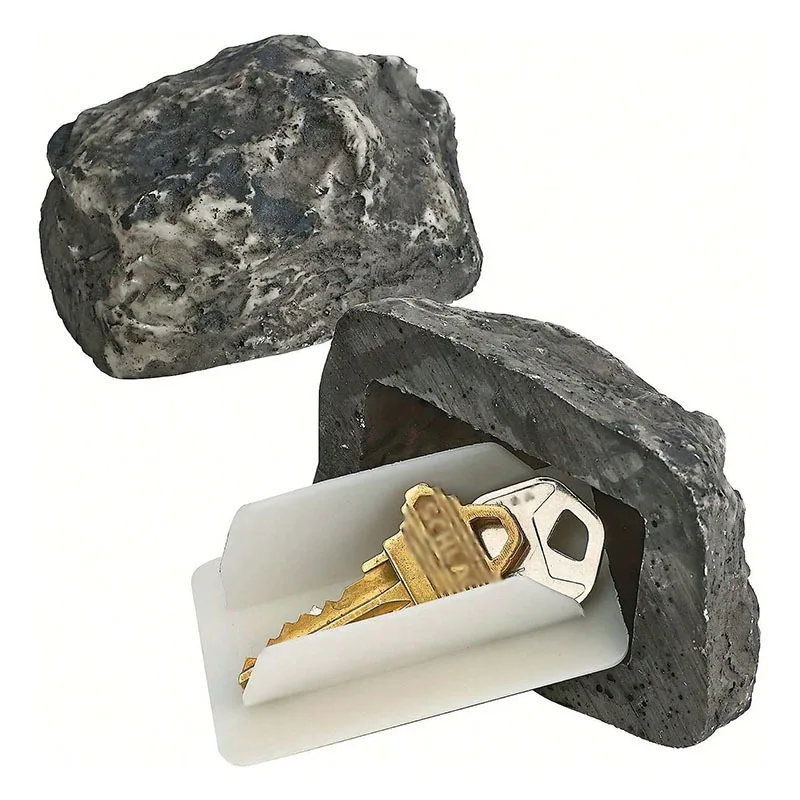Stone Key Box Simulation Outdoor Courtyard Hidden Door Key Box Small Stone Resin Stone Shape Hidden Home Accessories - Image 3
