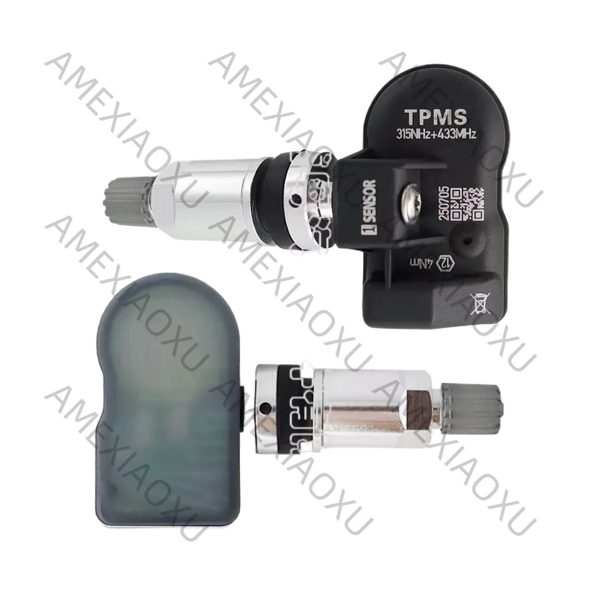 4 Pcs FORProgrammable tire pressure sensor 2-in-1, suitable for 315-433MHz universal dual frequency universal programmable AMEXI