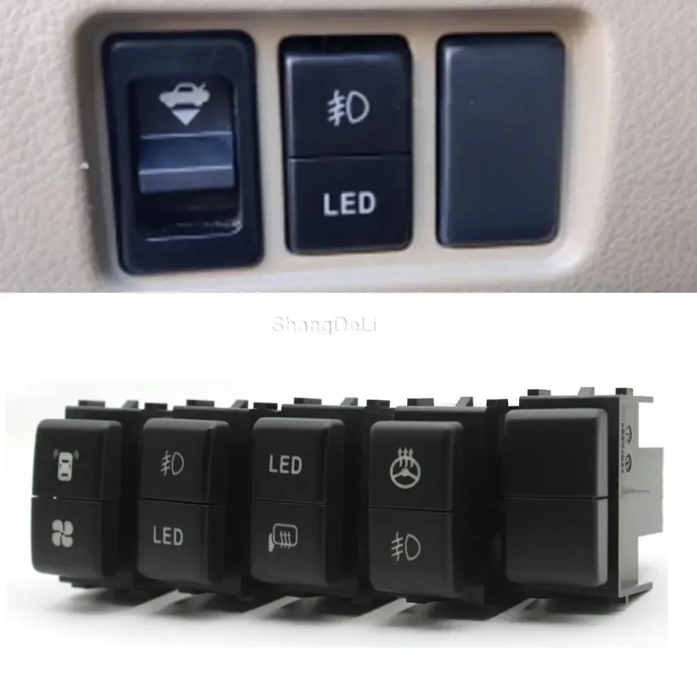 1pc Dual schlüssel schalter Blank Keine Icon dual schalter Radar Fan LED Licht Vorne Nebel Hinten Spiegel Heizung Schalter taste Für Nissan Patrol