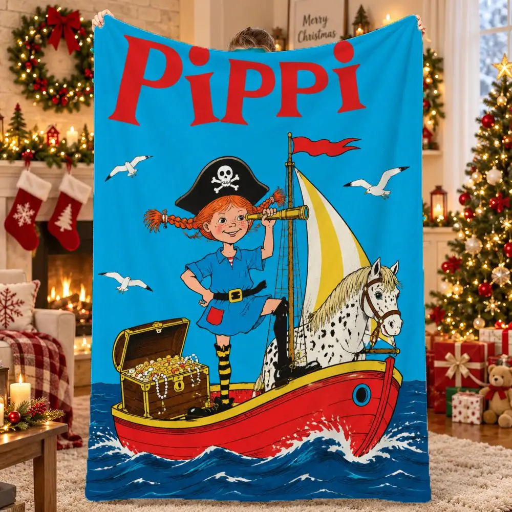 Pippi Longstocking Throw Flannel Pet Blanket Cover Warm Soft Multifunctional Throw Universal  Bedsqread Holiday Gifts
